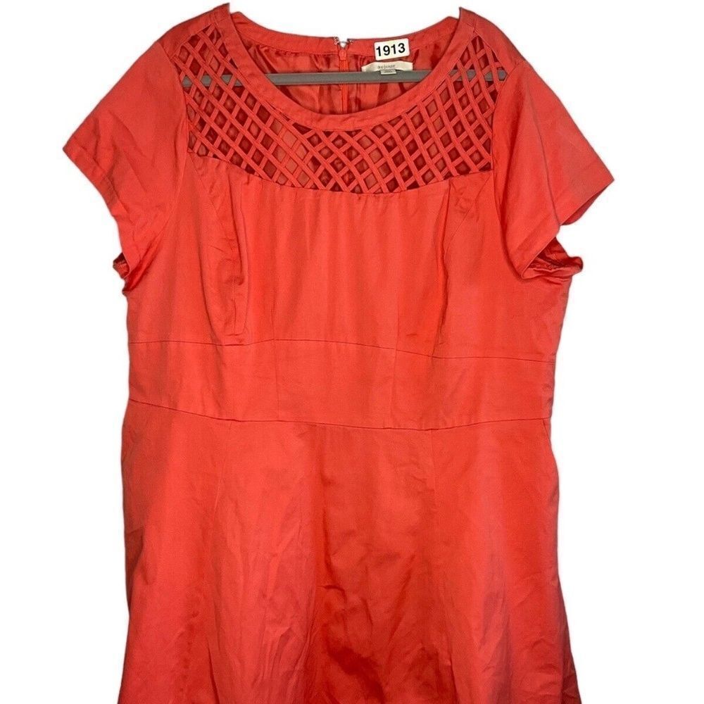Sejour Womens Coral Pink Pockets Short Sleeve Midi Tank Dress Plus Size 22W